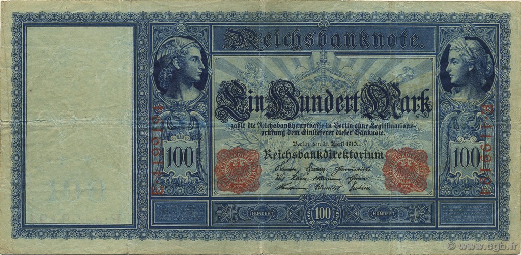 100 Mark DEUTSCHLAND  1910 P.042 SS