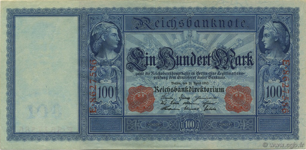 100 Mark GERMANY  1910 P.042 XF+