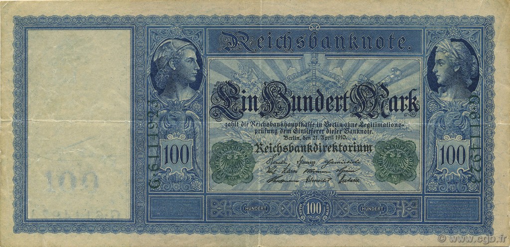100 Mark DEUTSCHLAND  1910 P.043 fVZ