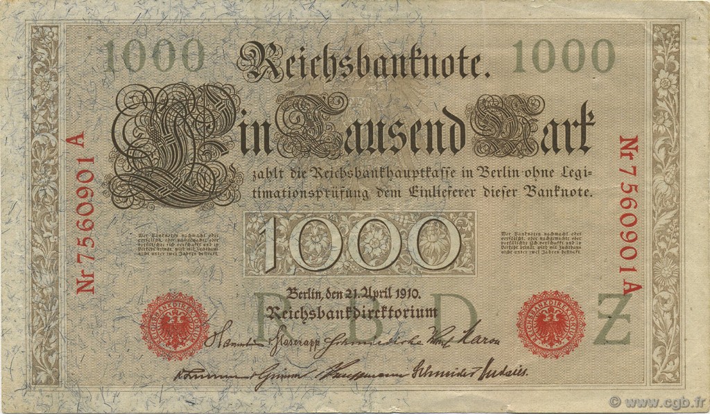 1000 Mark DEUTSCHLAND  1910 P.044b VZ