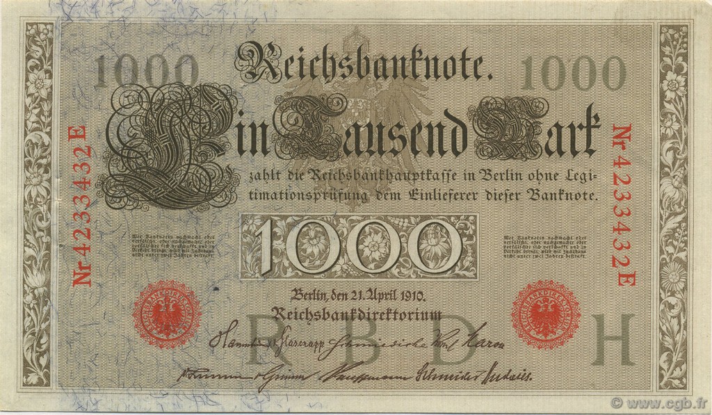 1000 Mark DEUTSCHLAND  1910 P.044b VZ