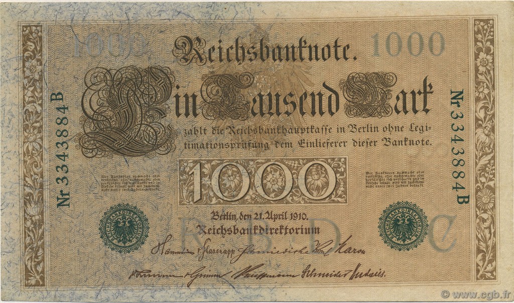 1000 Mark GERMANIA  1910 P.045b SPL