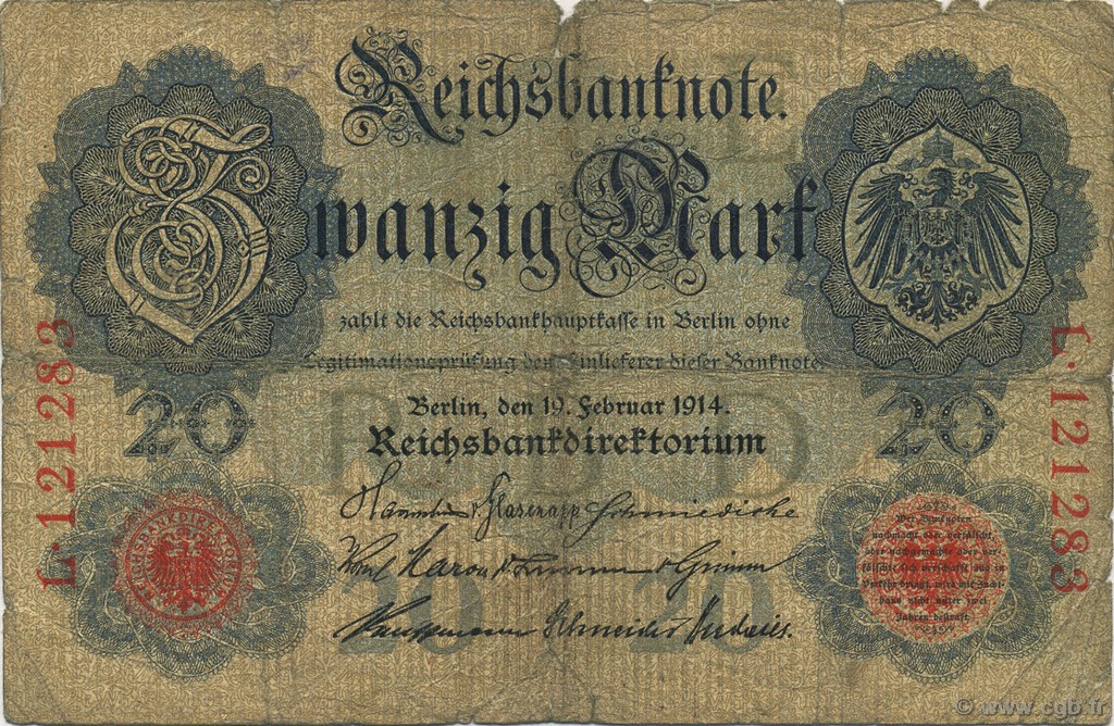 20 Mark GERMANY  1914 P.046a G