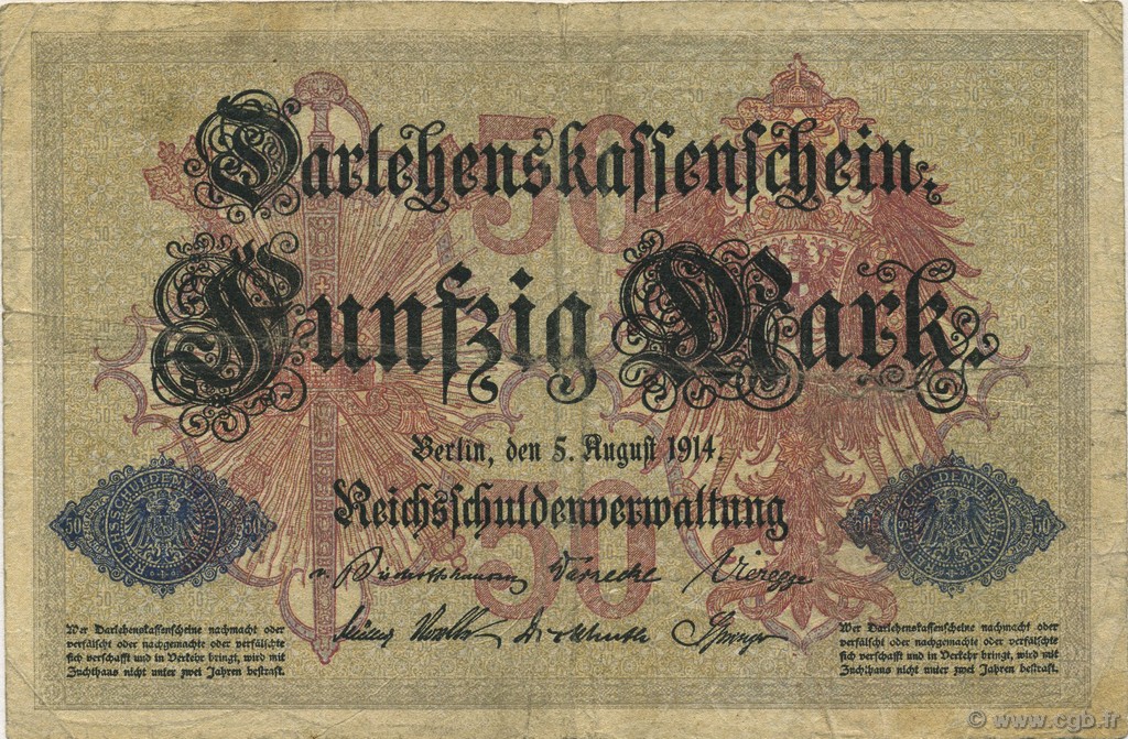 50 Mark GERMANIA  1914 P.049b MB