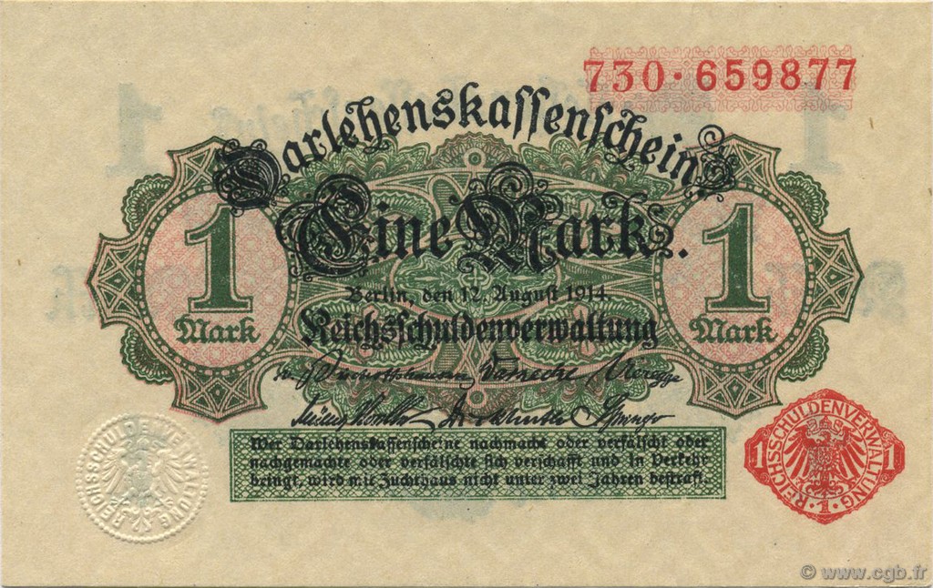 1 Mark GERMANIA  1914 P.050 q.FDC