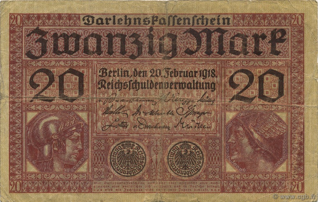 20 Mark GERMANIA  1918 P.057 BB