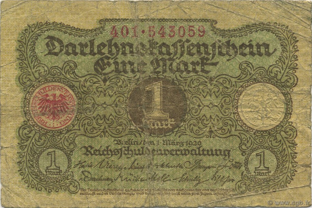 1 Mark GERMANY  1920 P.058 G