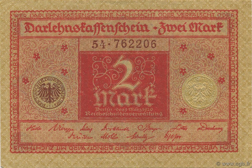 2 Mark ALEMANIA  1920 P.059 EBC