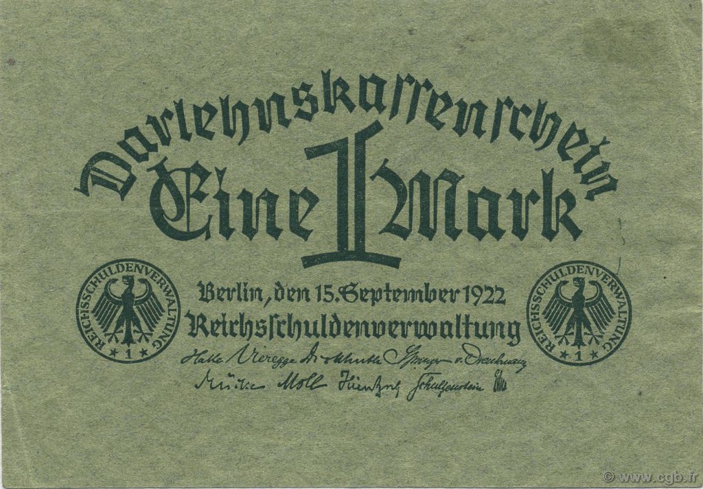 1 Mark ALLEMAGNE  1922 P.061b SUP+