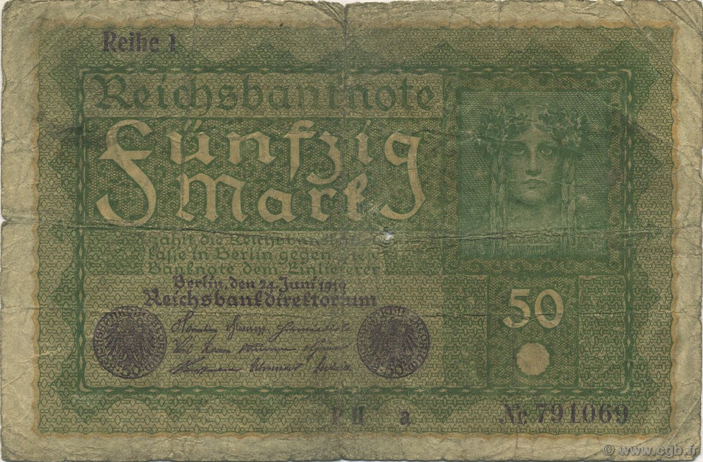 50 Mark GERMANY  1919 P.066 P