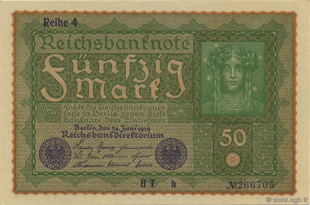 50 Mark GERMANIA  1919 P.066 q.FDC
