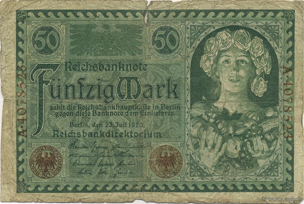 50 Mark GERMANY  1920 P.068 G