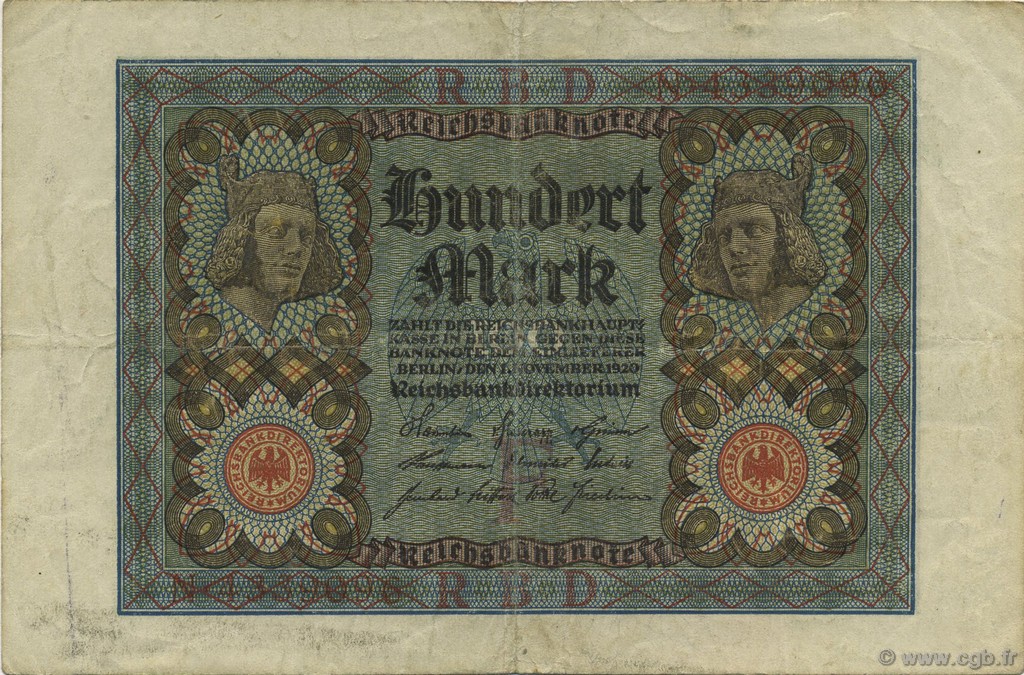 100 Mark GERMANIA  1920 P.069a BB