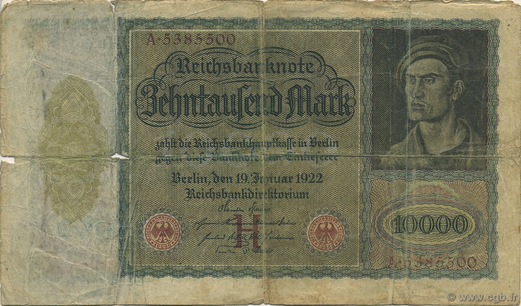 10000 Mark GERMANY  1922 P.070 G