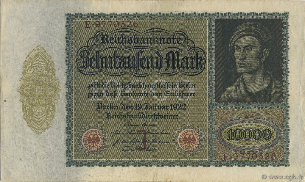 10000 Mark GERMANY  1922 P.070 XF