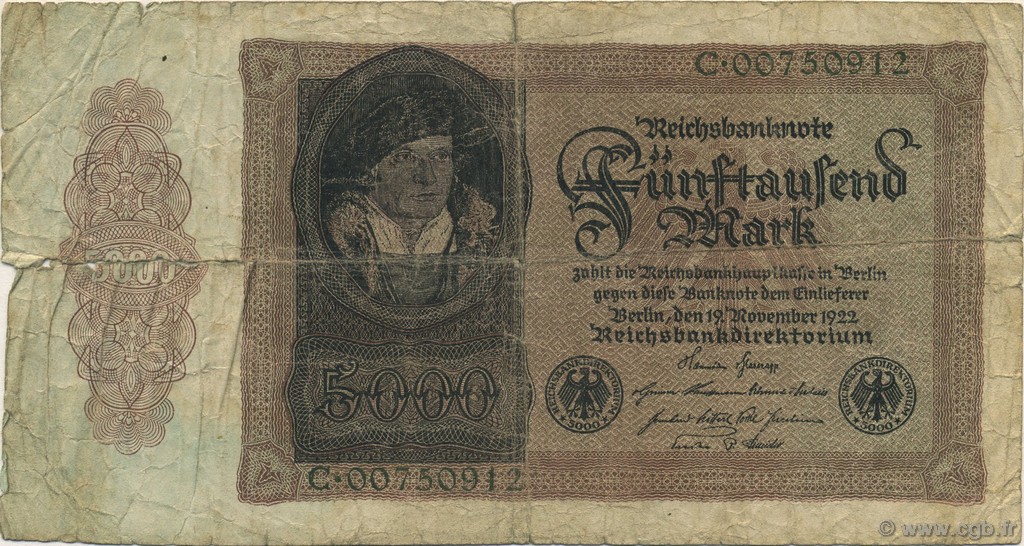 5000 Mark GERMANY  1922 P.078 G