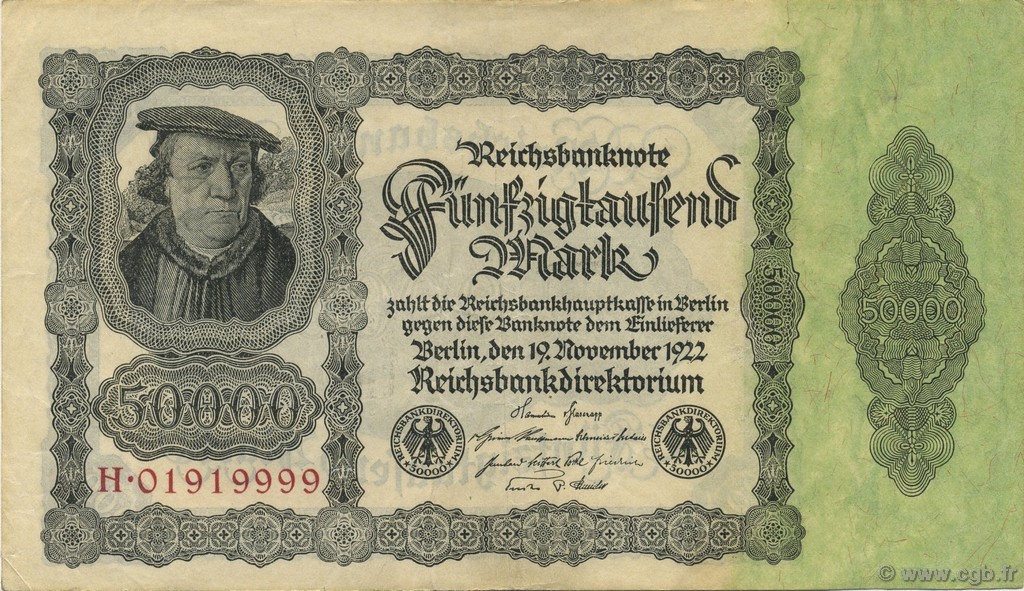 50000 Mark GERMANY  1922 P.079 XF