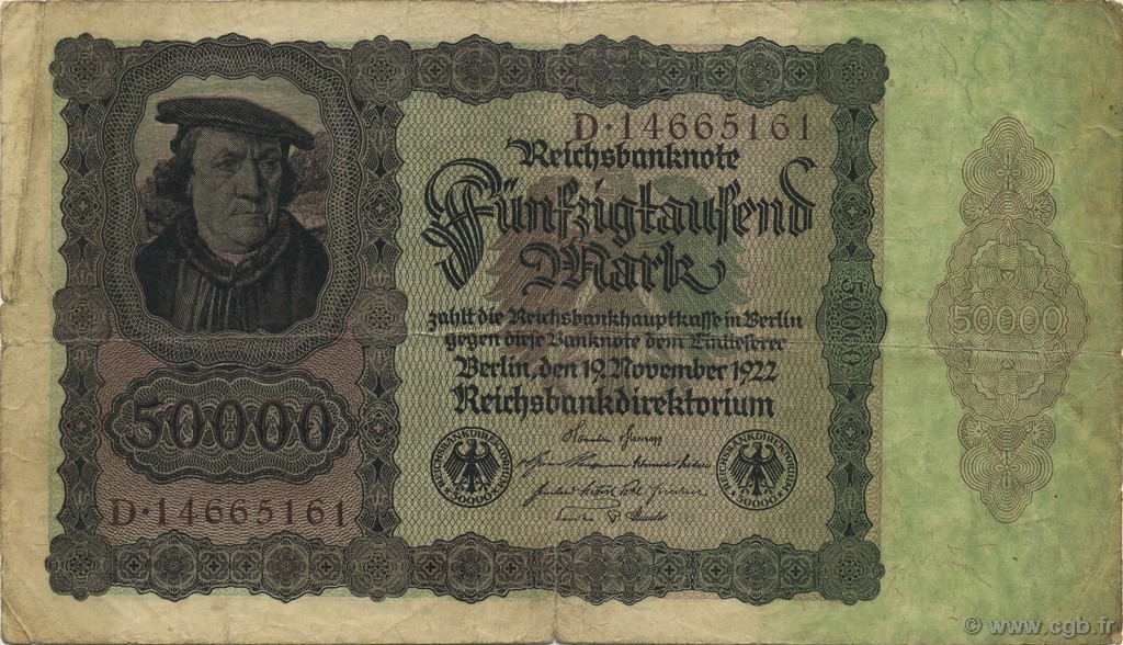 50000 Mark GERMANY  1922 P.080 F