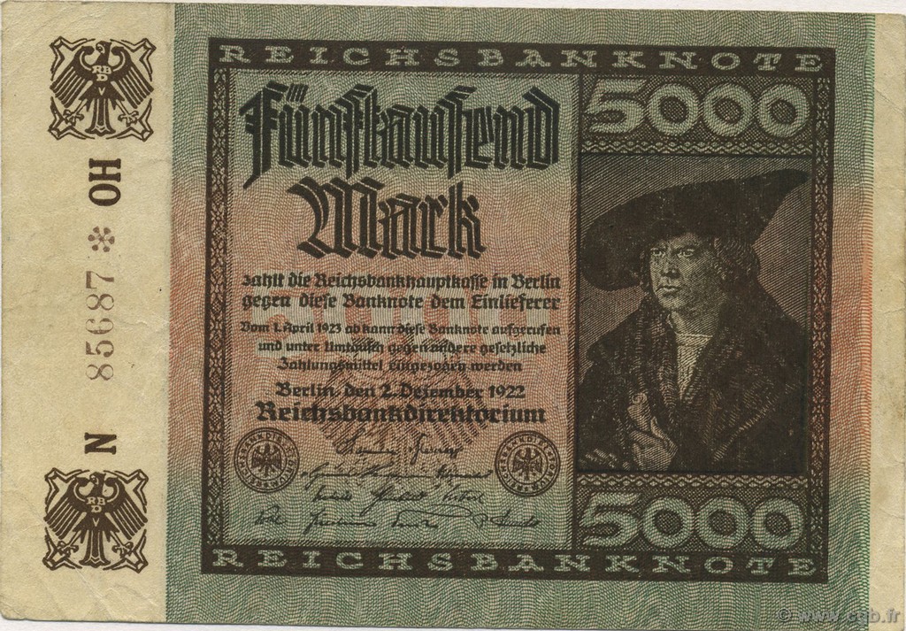5000 Mark GERMANIA  1922 P.081b q.SPL
