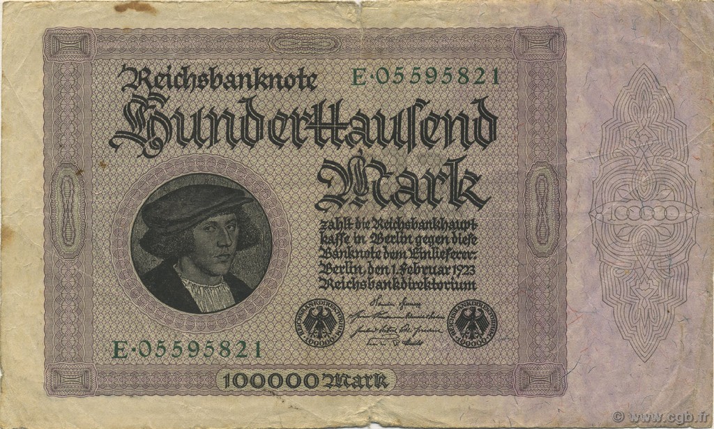 100000 Mark ALEMANIA  1923 P.083a BC