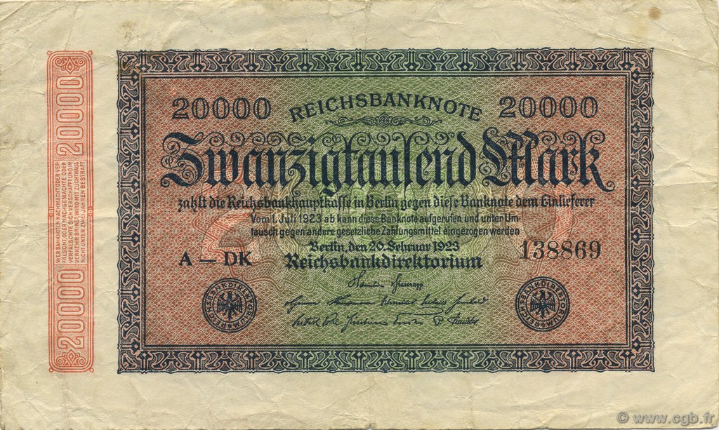 20000 Mark ALLEMAGNE  1923 P.085a TB