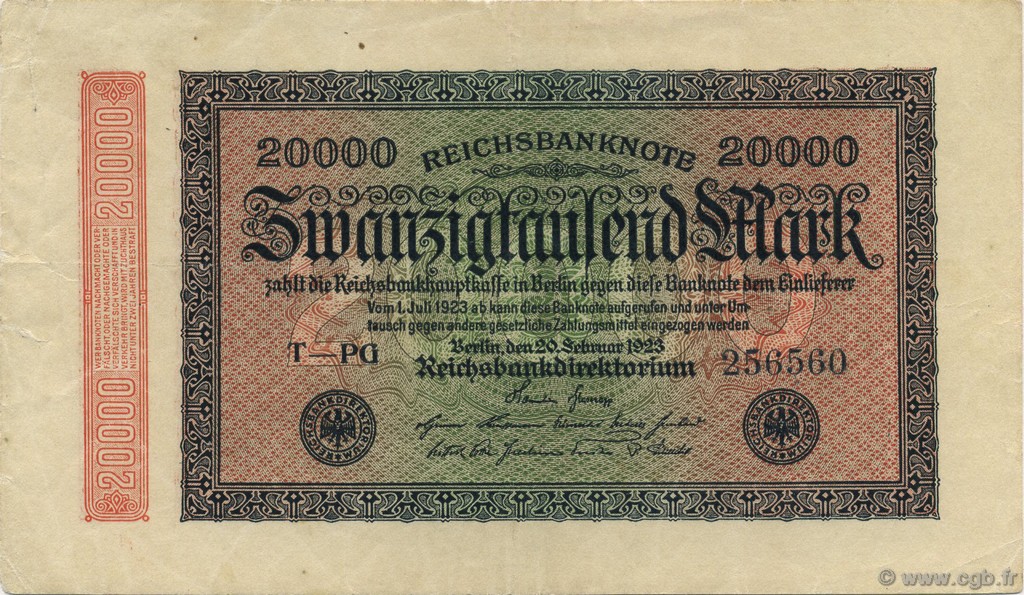 20000 Mark GERMANIA  1923 P.085d q.SPL