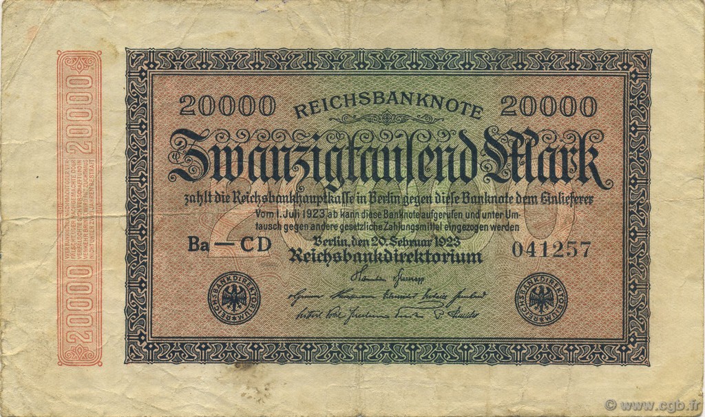 20000 Mark GERMANIA  1923 P.085e MB