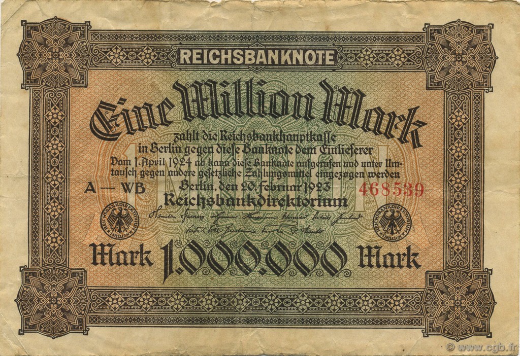 1 Million Mark ALLEMAGNE  1923 P.086a TB