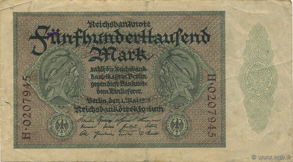 500000 Mark GERMANIA  1923 P.088a q.BB