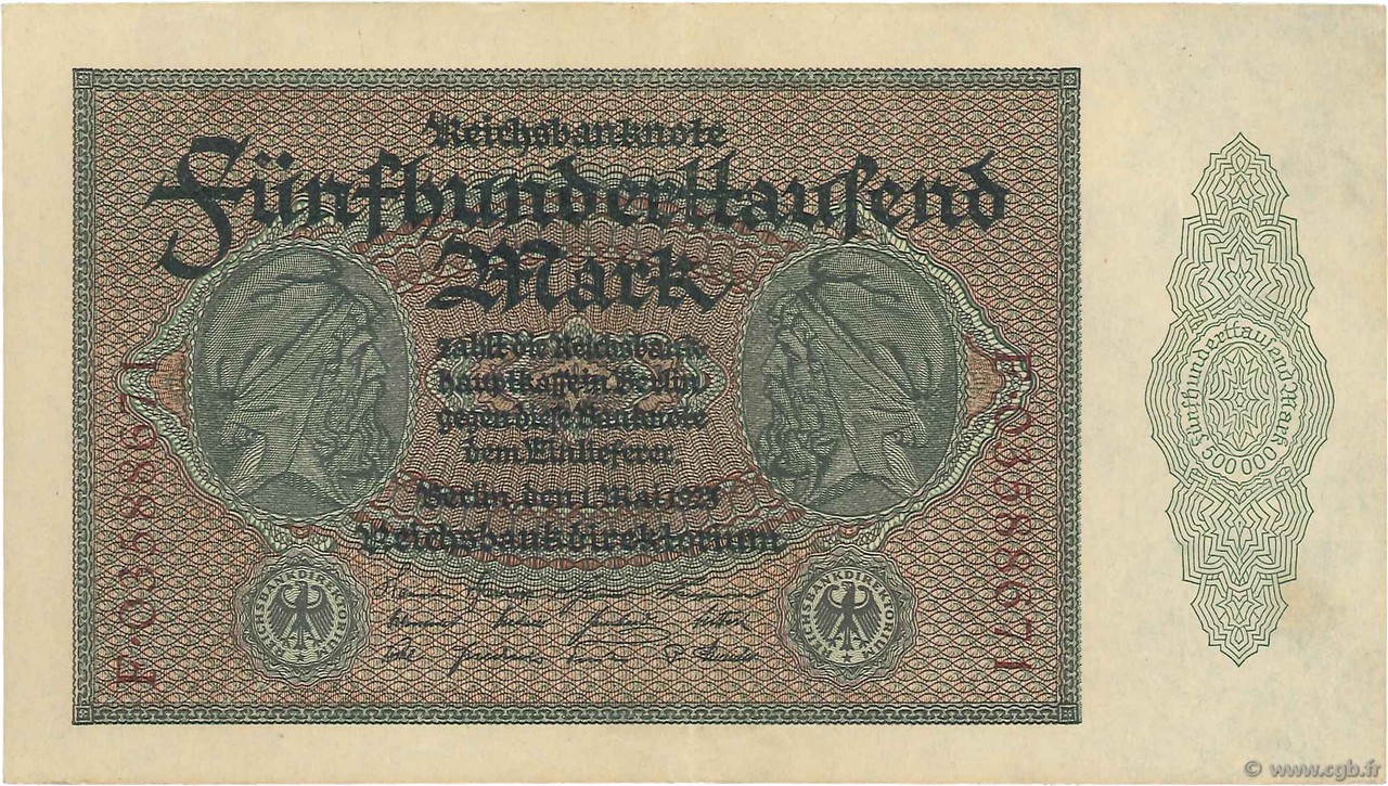 500000 Mark GERMANY  1923 P.088a XF