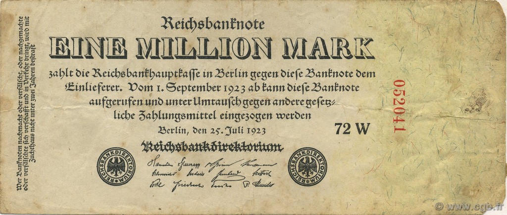 1 Million Mark DEUTSCHLAND  1923 P.094 S