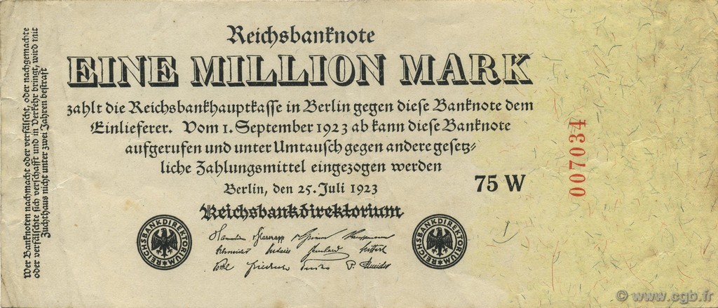 1 Million Mark ALLEMAGNE  1923 P.094 TTB+
