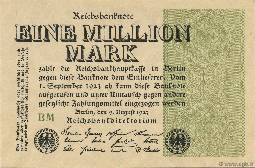 1 Million Mark GERMANY  1923 P.102a AU