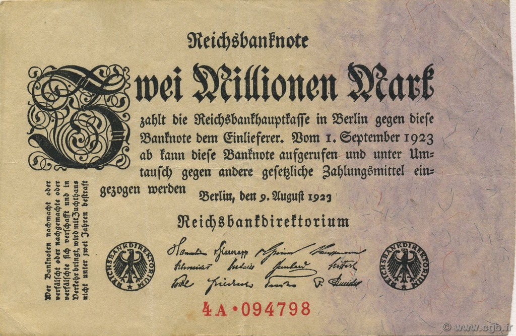 2 Millions Mark GERMANIA  1923 P.103 BB