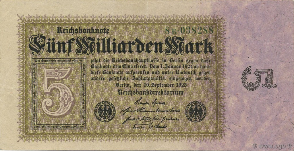 5 Milliards Mark GERMANIA  1923 P.115a SPL