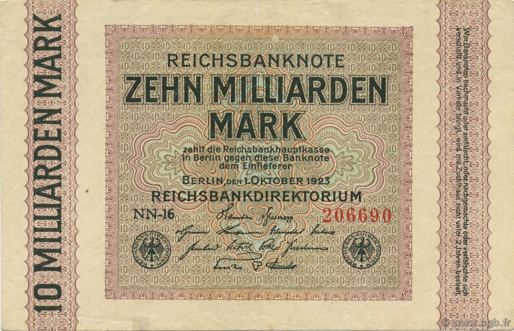 10 Milliards Mark GERMANIA  1923 P.117a q.SPL