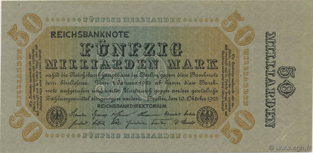 50 Milliards Mark GERMANIA  1923 P.119d q.FDC