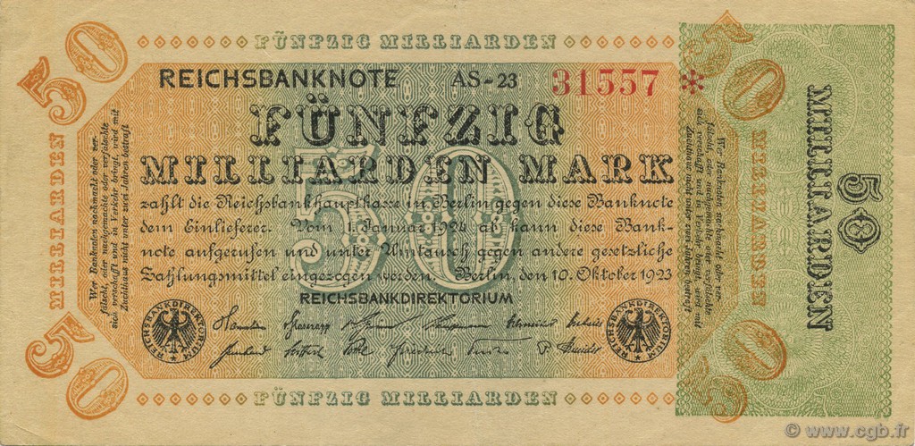 50 Milliards Mark ALEMANIA  1923 P.120a EBC