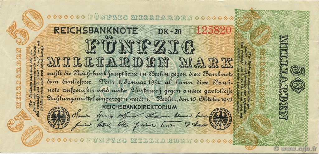 50 Milliards Mark GERMANIA  1923 P.120a AU