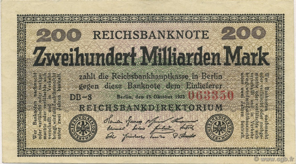 200 Milliards Mark GERMANY  1923 P.121b AU-