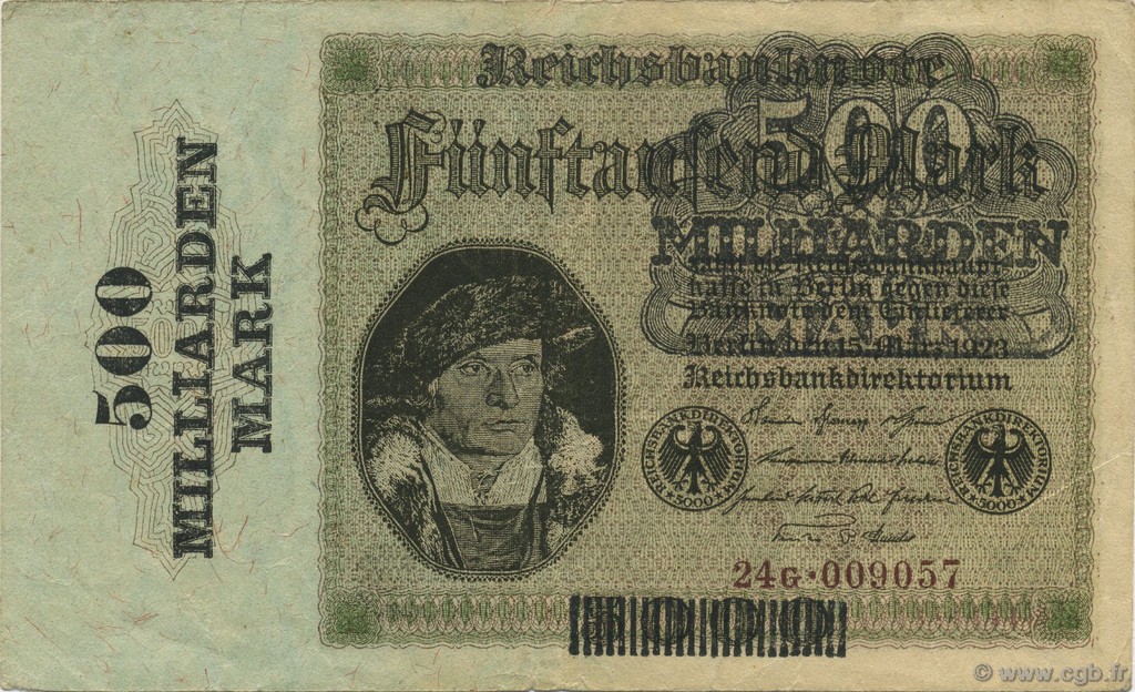 500 Milliard Mark DEUTSCHLAND  1923 P.124a fVZ