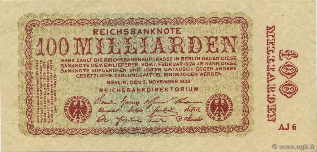 100 Milliards Mark GERMANIA  1923 P.133 AU