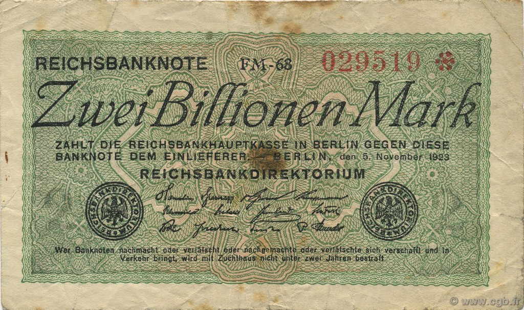 2 Billions Mark DEUTSCHLAND  1923 P.135a S