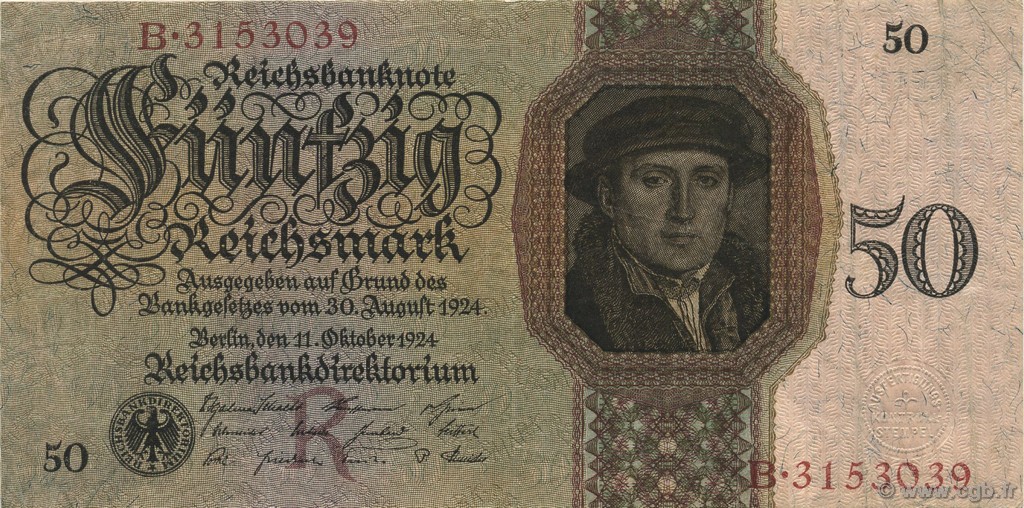 50 Reichsmark ALLEMAGNE  1924 P.177 TTB+