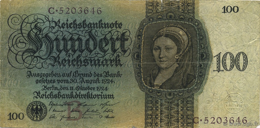 100 Reichsmark GERMANIA  1924 P.178 MB