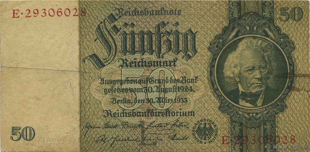 50 Reichsmark ALEMANIA  1933 P.182a BC
