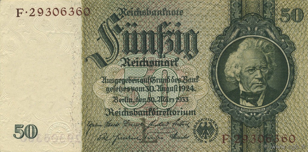 50 Reichsmark GERMANIA  1933 P.182a AU