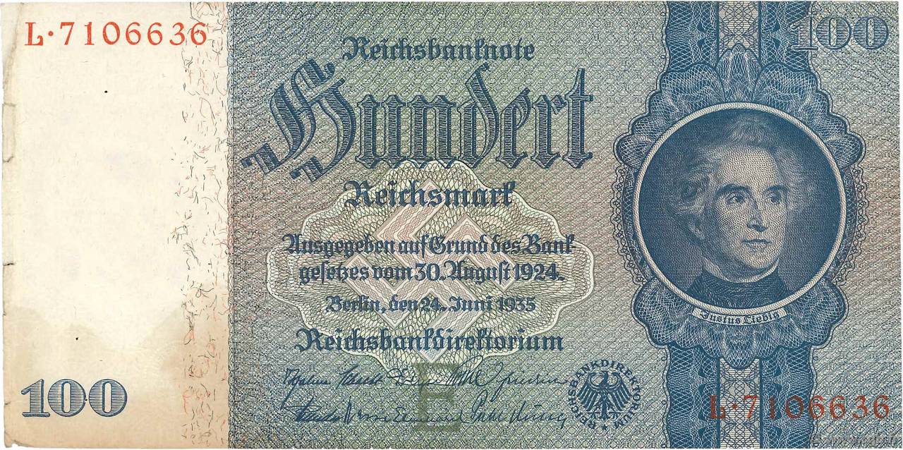 100 Reichsmark ALEMANIA  1935 P.183a BC+