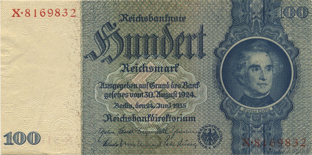 100 Reichsmark ALEMANIA  1935 P.183a SC