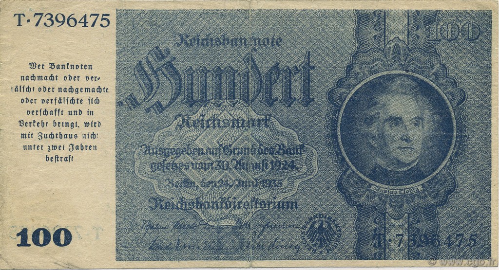 100 Reichsmark GERMANY  1945 P.190a VF